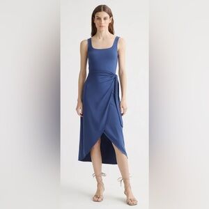 Quince Tencel Jersey Side Tie Midi Dress Navy Blue size XS